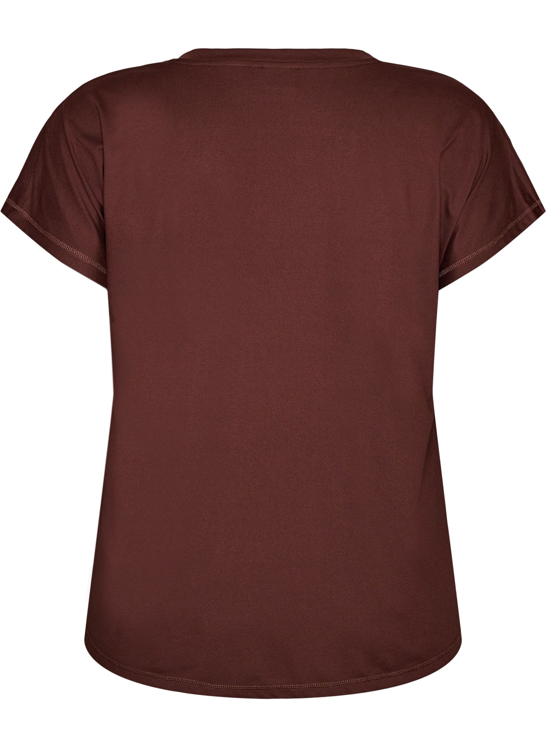 ZizziTr&auml;nings t-shirt med v-ringning och l&ouml;s passform, Brun, Packshot image number 1