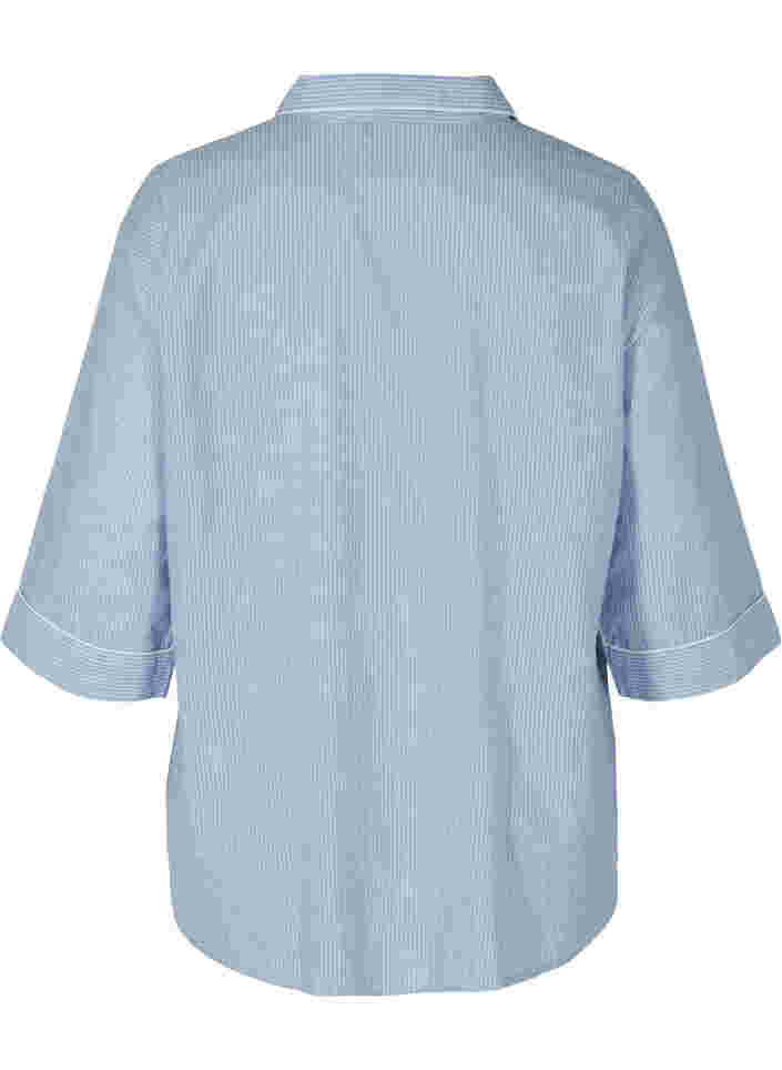 Randig nattskjorta i bomull, White/Blue Stripe, Packshot image number 1