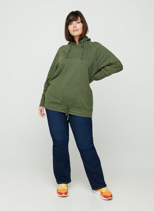 Sweatshirt med justerbar nederdel, Rifle Green Mel., Model image number 2