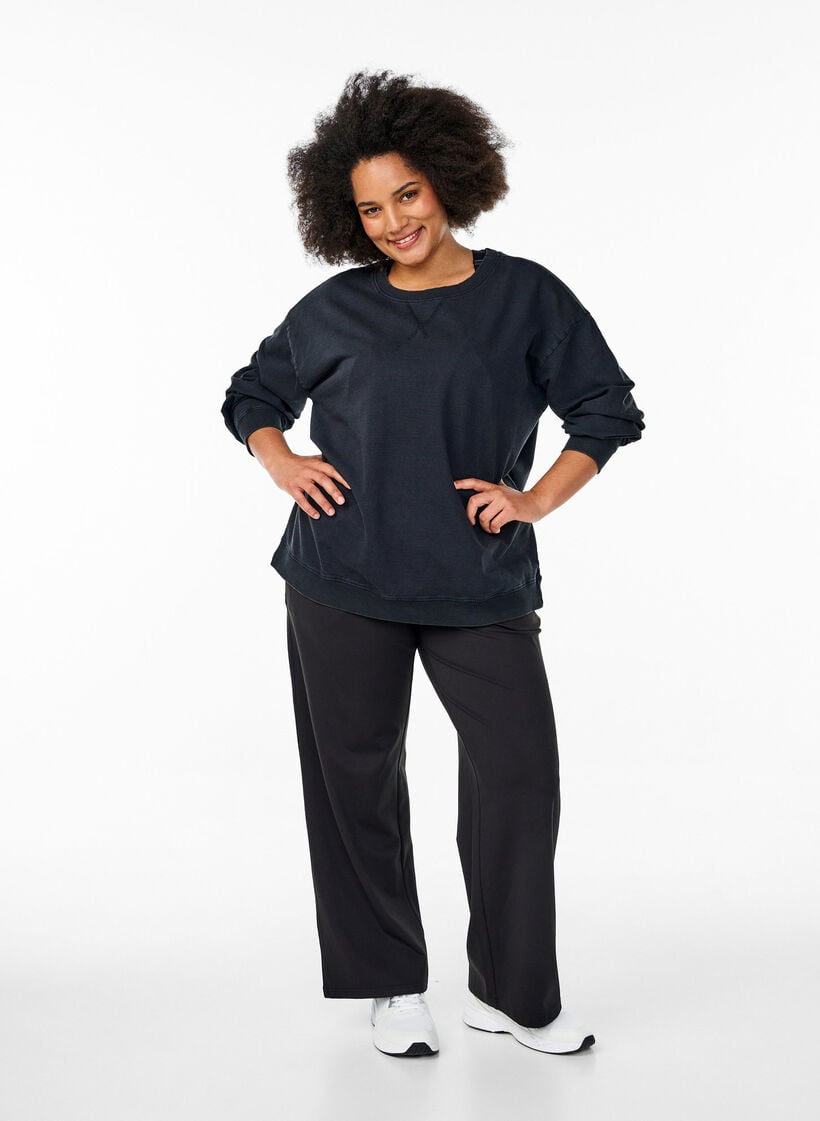 L&ouml;st sittande sweatshirt med tv&auml;ttad look, Gr&aring;, Model image number 1