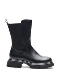 Chelsea boot med kraftig sula och ribbade paneler, Svart
