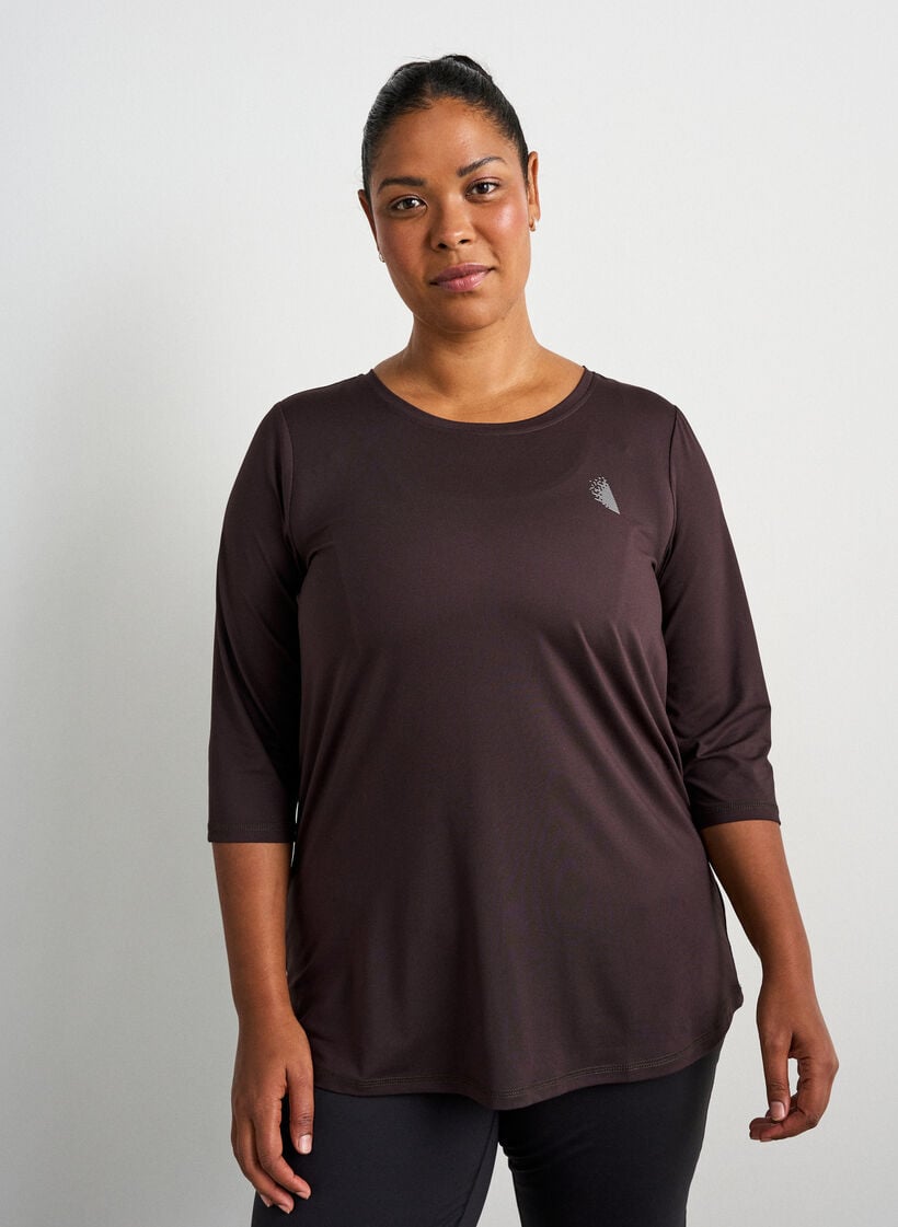 Tr&auml;ningstr&ouml;ja med 3/4 &auml;rmar, Brown, Model image number 0