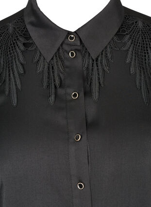 Tunika med knappar och feminina detaljer, Black, Packshot image number 2