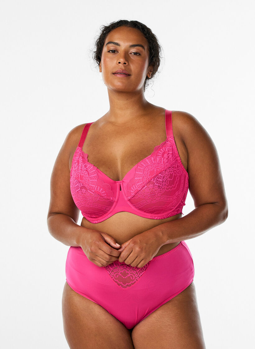 Heltäckande BH med bygel i spets, Rosa, Model