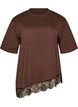 T-shirt med asymmetrisk spetskant, Brun, Packshot image number 0