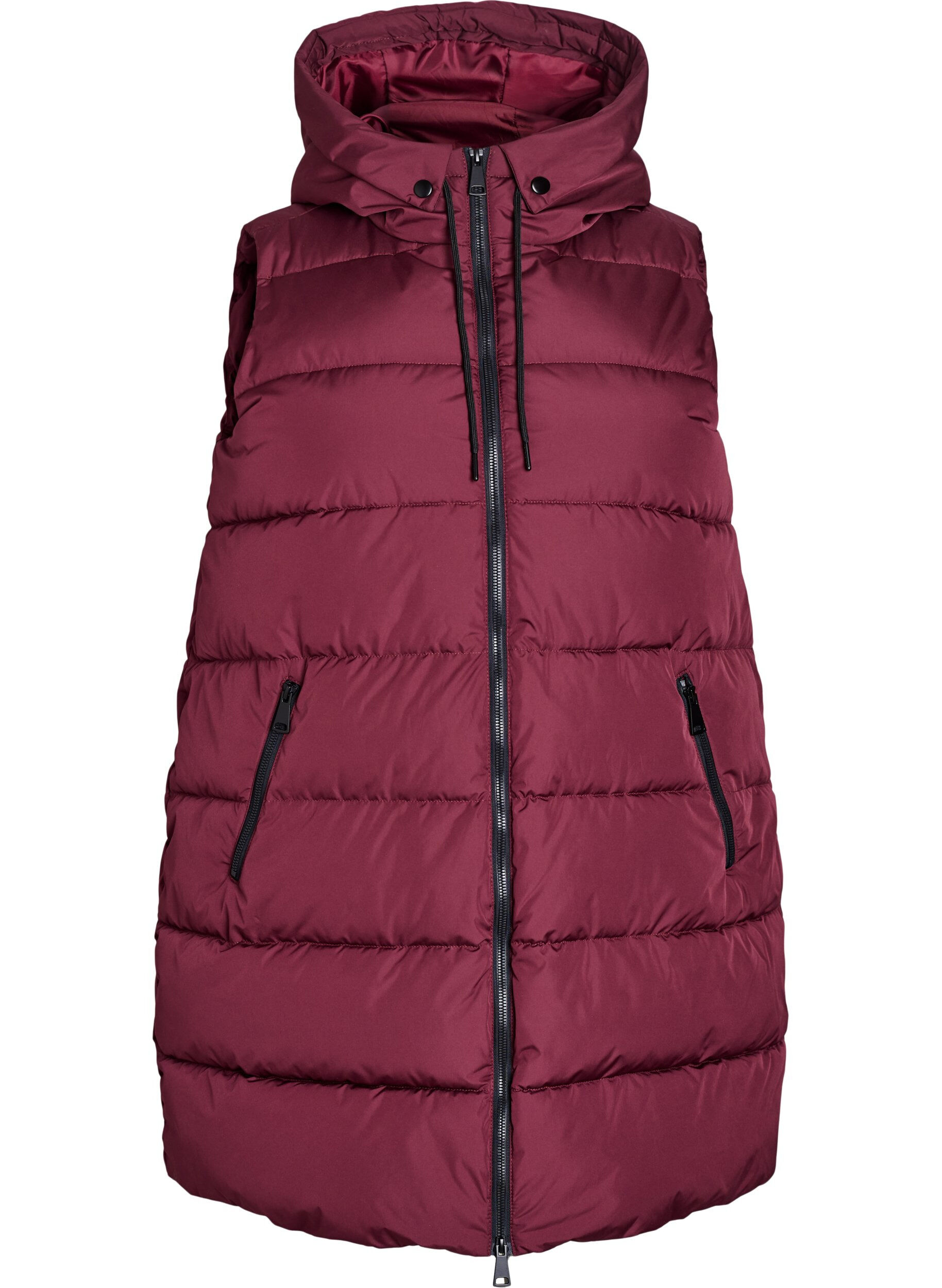 ZizziL&aring;ng v&auml;st med huva och fickor, R&ouml;d, Packshot image number 0
