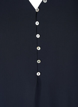 Blus med v-ringning och knappdetaljer, Navy Blazer, Packshot image number 2