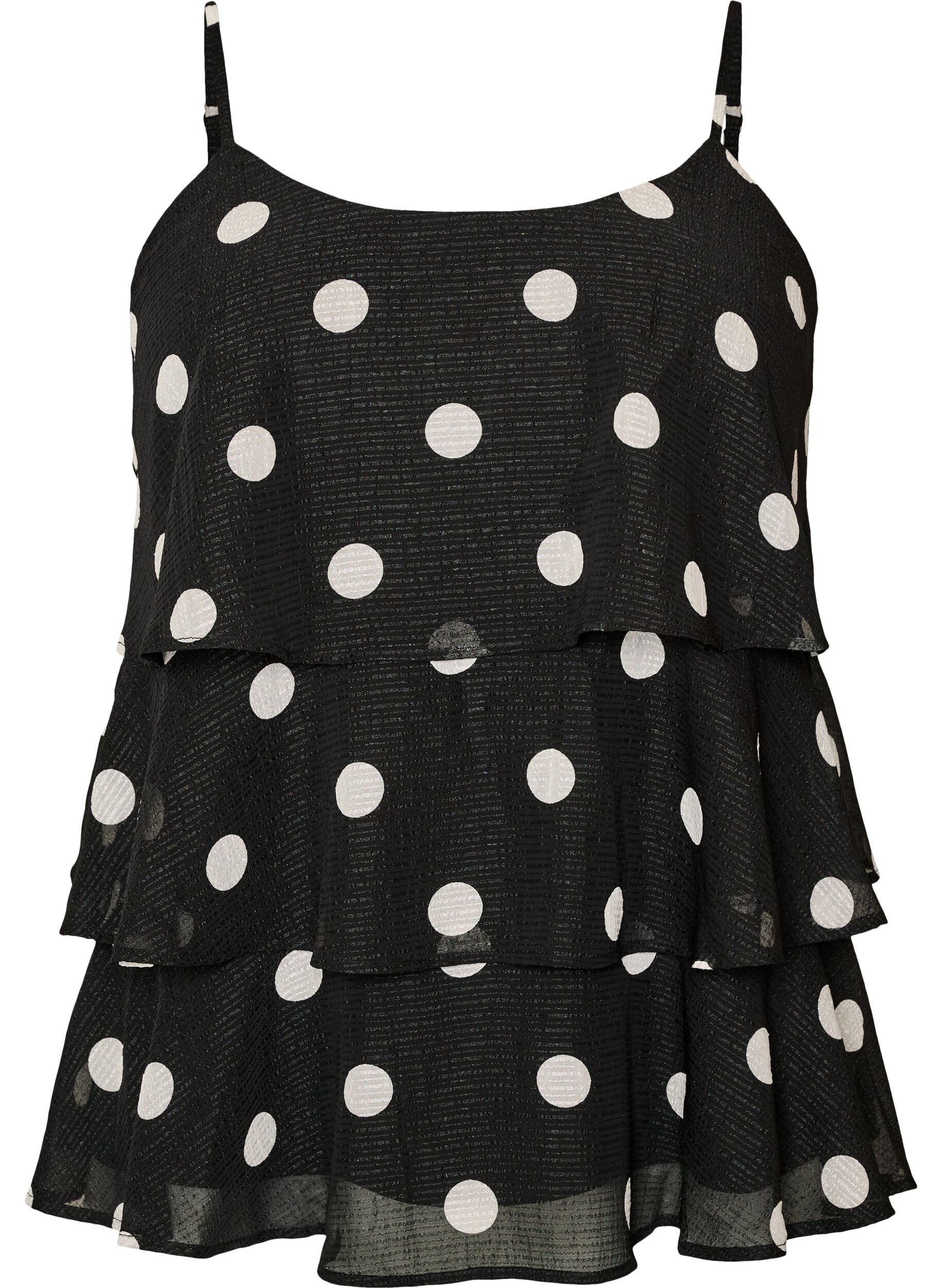 ZizziTopp i lager med volanger och spaghettiband, Svart, Packshot image number 0