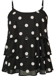 Topp i lager med volanger och spaghettiband, Svart