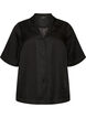 Prickig skjortblus med slag, Svart, Packshot image number 0