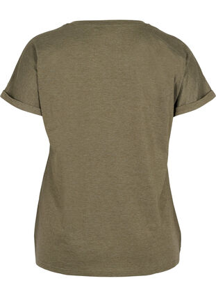 Kortärmad t-shirt med broderi anglaise, Ivy Green Mel., Packshot image number 1