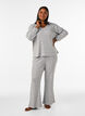 Blus i jersey med ribbad textur och v-ringning, Gr&aring;, Model image number 1