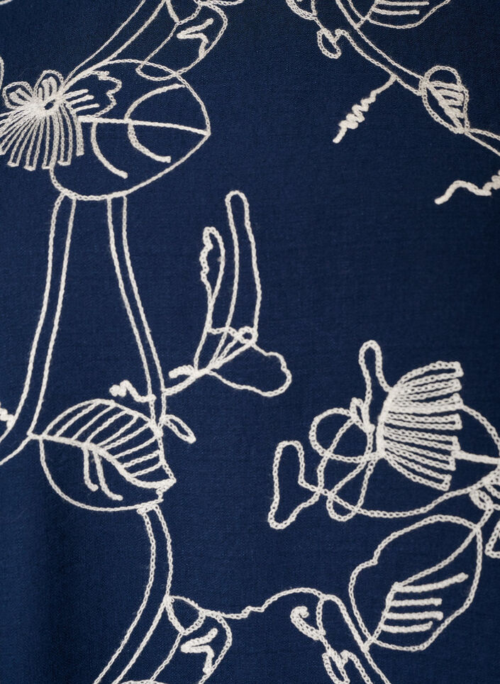 Kort&auml;rmad blus med broderat m&ouml;nster, Bl&aring;, Packshot image number 2