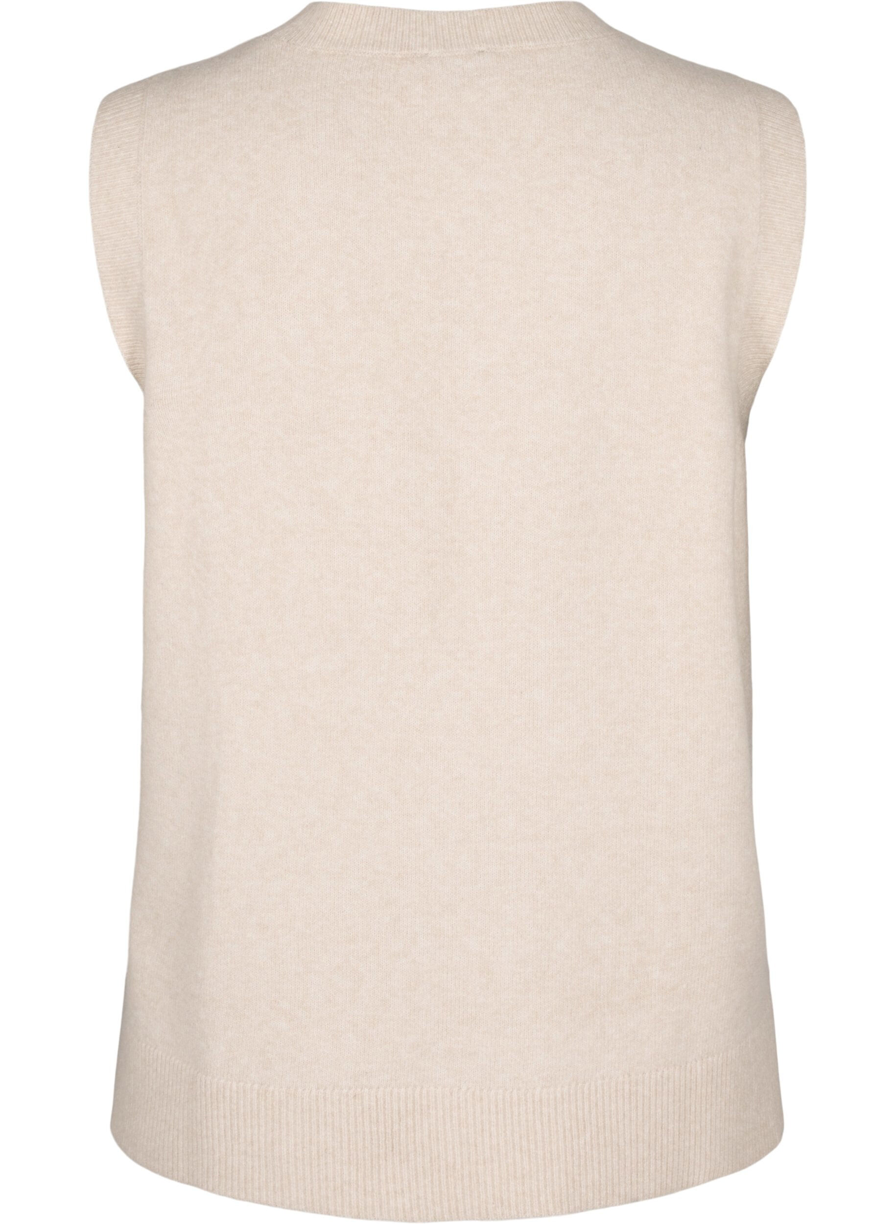 Zizzi Stickad v&auml;st med ribbad kant, Pumice Stone Mel., Packshot image number 1