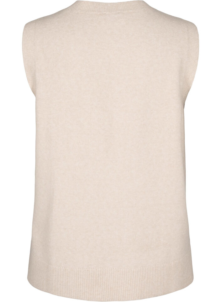 Stickad väst med ribbad kant, Pumice Stone Mel., Packshot image number 1