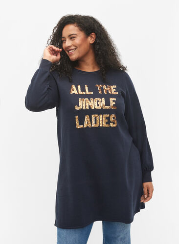 Sweatshirtklänning med julmotiv, Night Sky Jingle, Model image number 0
