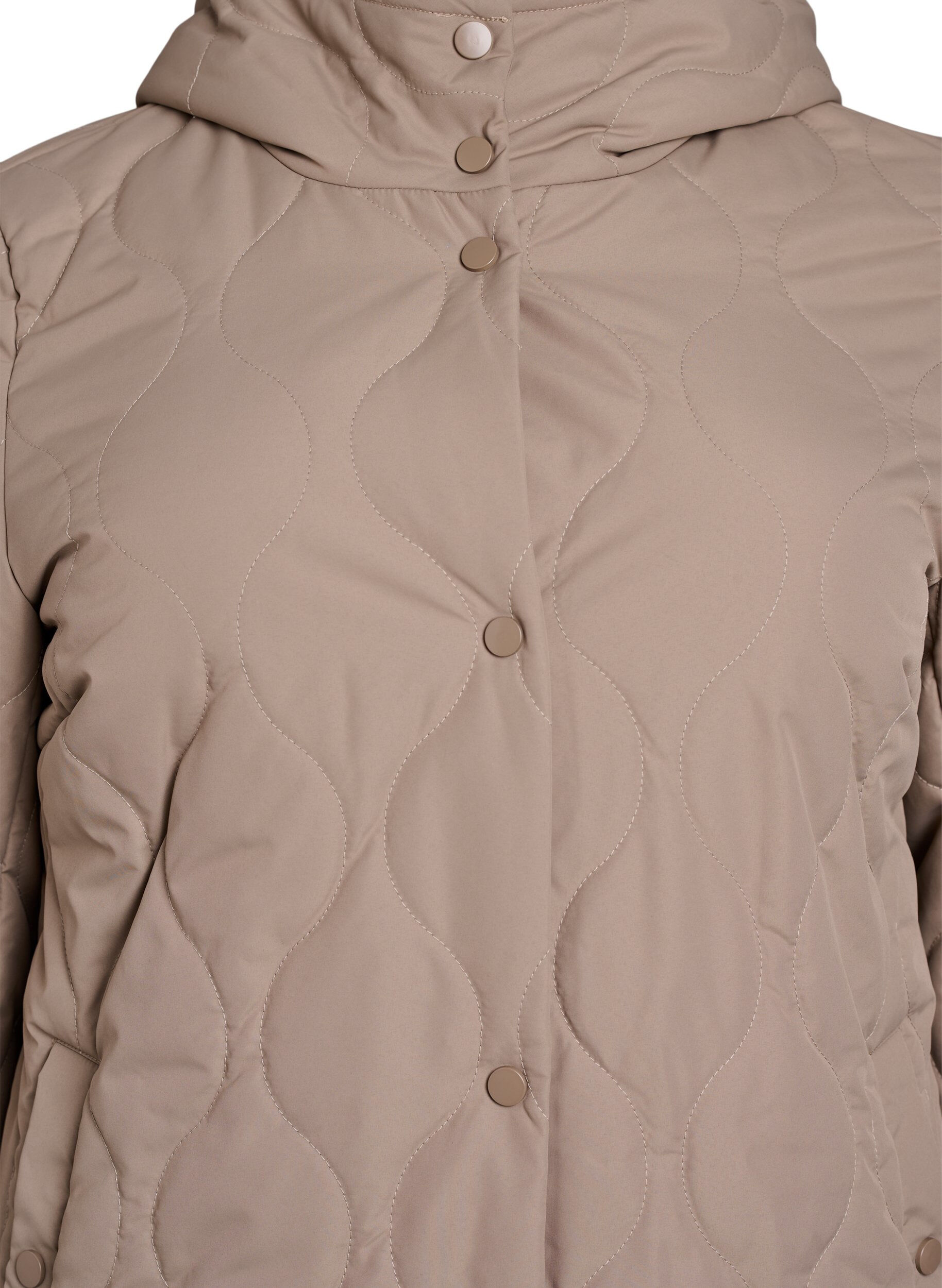 Zizzi Mell&aring;ng quiltad jacka med huva, Brun, Packshot image number 2