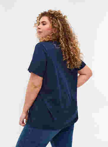V-ringad t-shirt med meshdetaljer, Navy Blazer, Model image number 1
