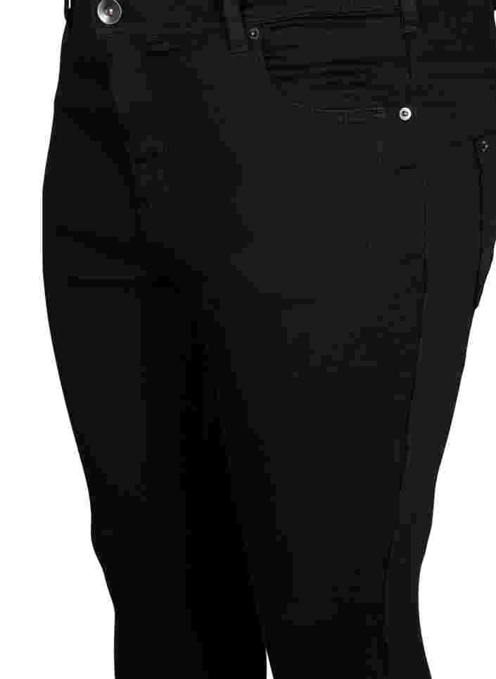 Croppade Amy jeans med blixtlås, Black denim, Packshot image number 2