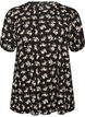 Blus med l&aring;nga &auml;rmar och blommigt tryck, Svart, Packshot image number 0