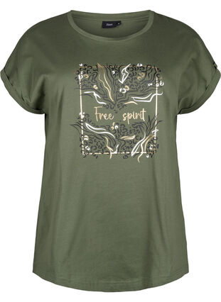 T-shirt i ekologisk bomull med guldtryck, Thyme W. Free, Packshot image number 0