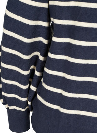Randig stickad tröja med ballongärmar, Navy Blazer W/Stripe, Packshot image number 3