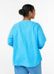 Skjortblus i bomull med v-ringning, Bl&aring;, Model image number 2