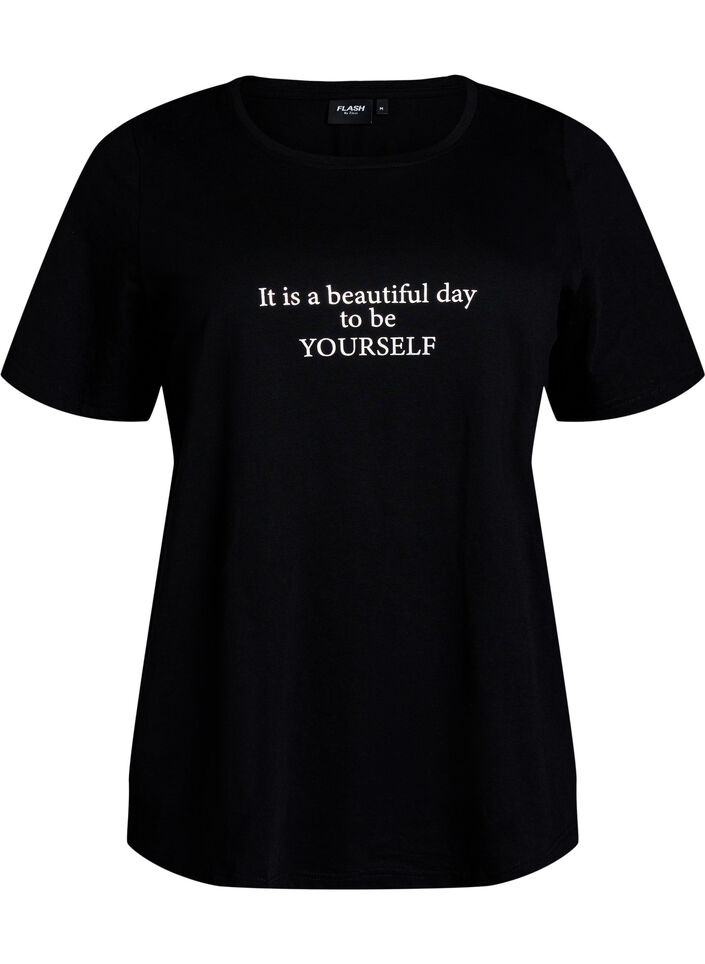 T-shirt med tryck, Svart, Packshot image number 0