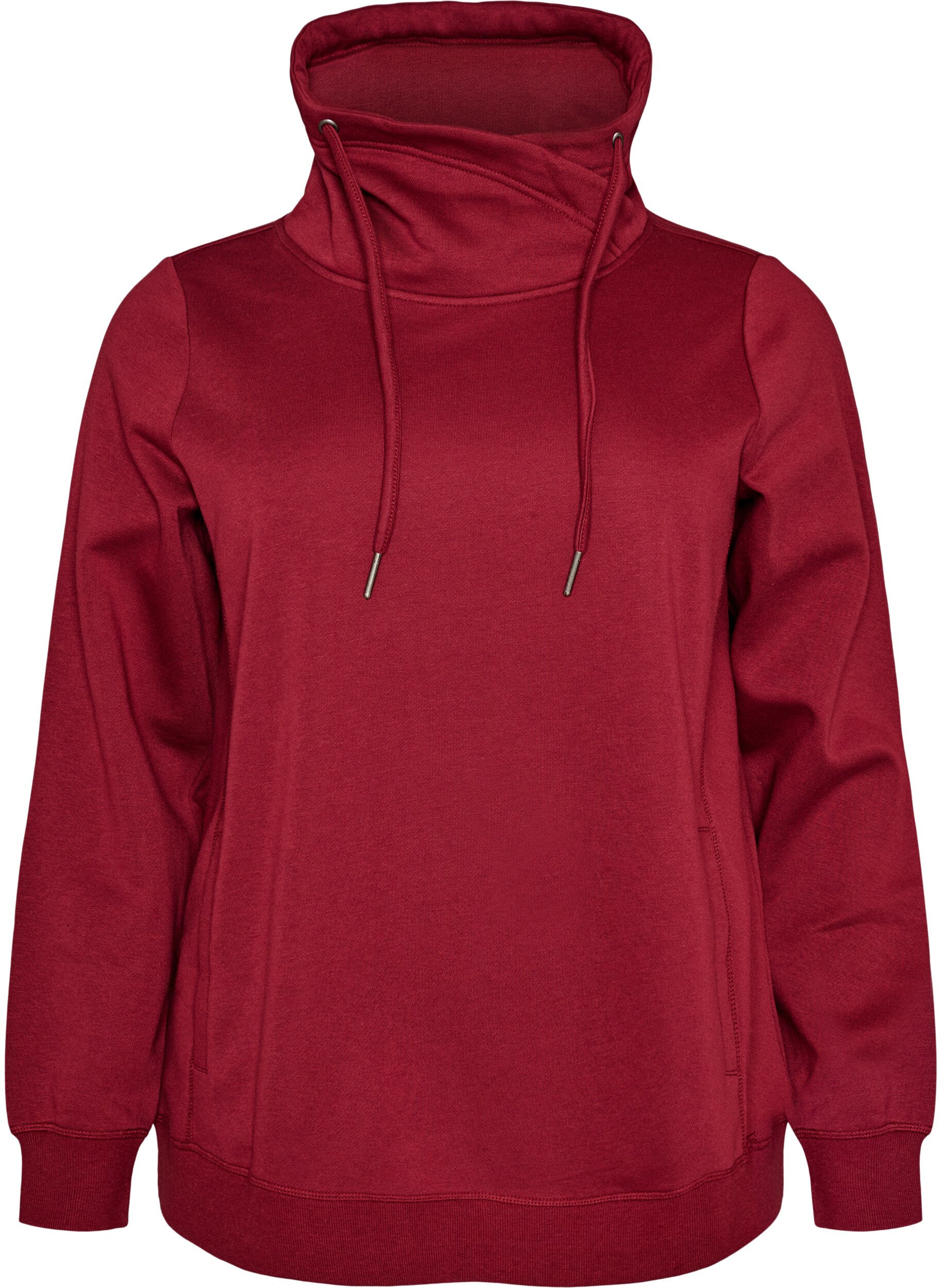 ZizziSweatshirt med h&ouml;g krage och fickor, R&ouml;d, Packshot image number 0