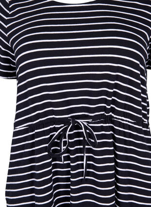 Kortärmad tunika i bomull, Black Stripe, Packshot image number 2