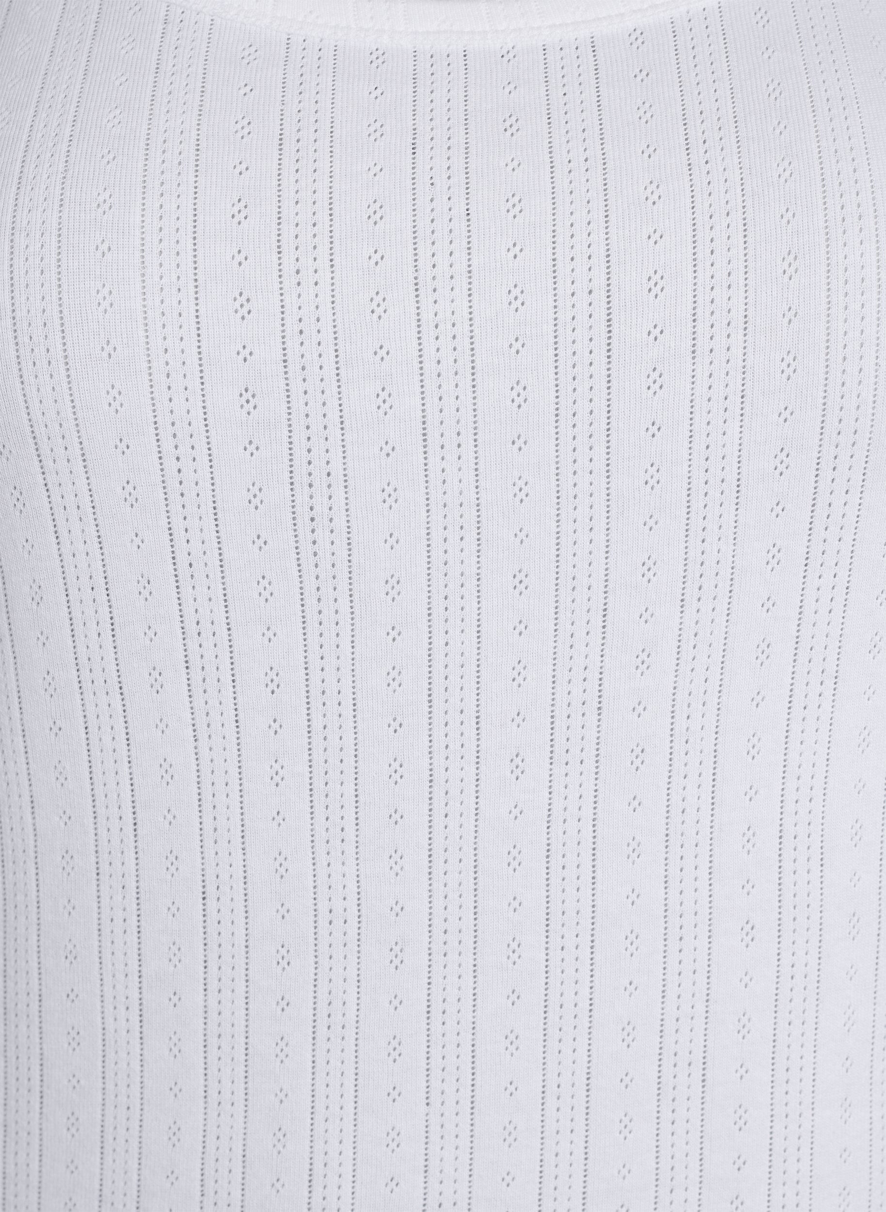 ZizziNattlinne i ekologisk bomull med texturerat m&ouml;nster, Vit, Packshot image number 2