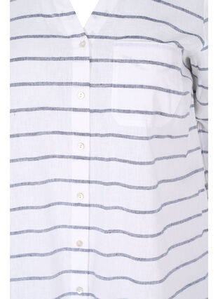 Blus med 3/4-ärmar och knappar, Navy Blazer stripe, Packshot image number 2