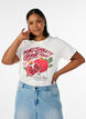 T-shirt i bomull med tryck, Vit, Model image number 0