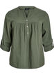 Blus i bomullsmuslin med broderie anglaise, Gr&ouml;n, Packshot image number 0