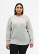Melerad pullover med pärlknappar, Light Grey Melange, Model image number 0