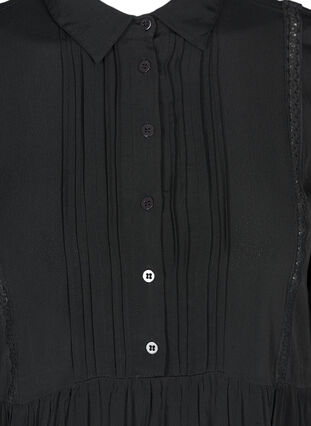 Viskos klänning med spets, Black, Packshot image number 2