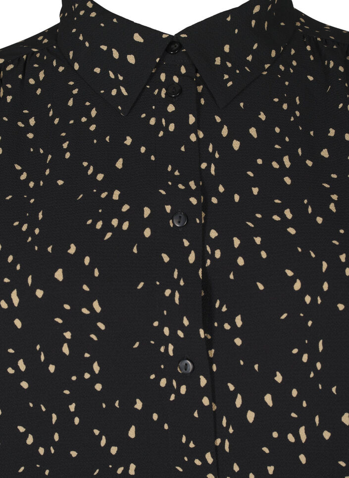Prickig skjorta med krage, Black w. Dot AOP, Packshot image number 2