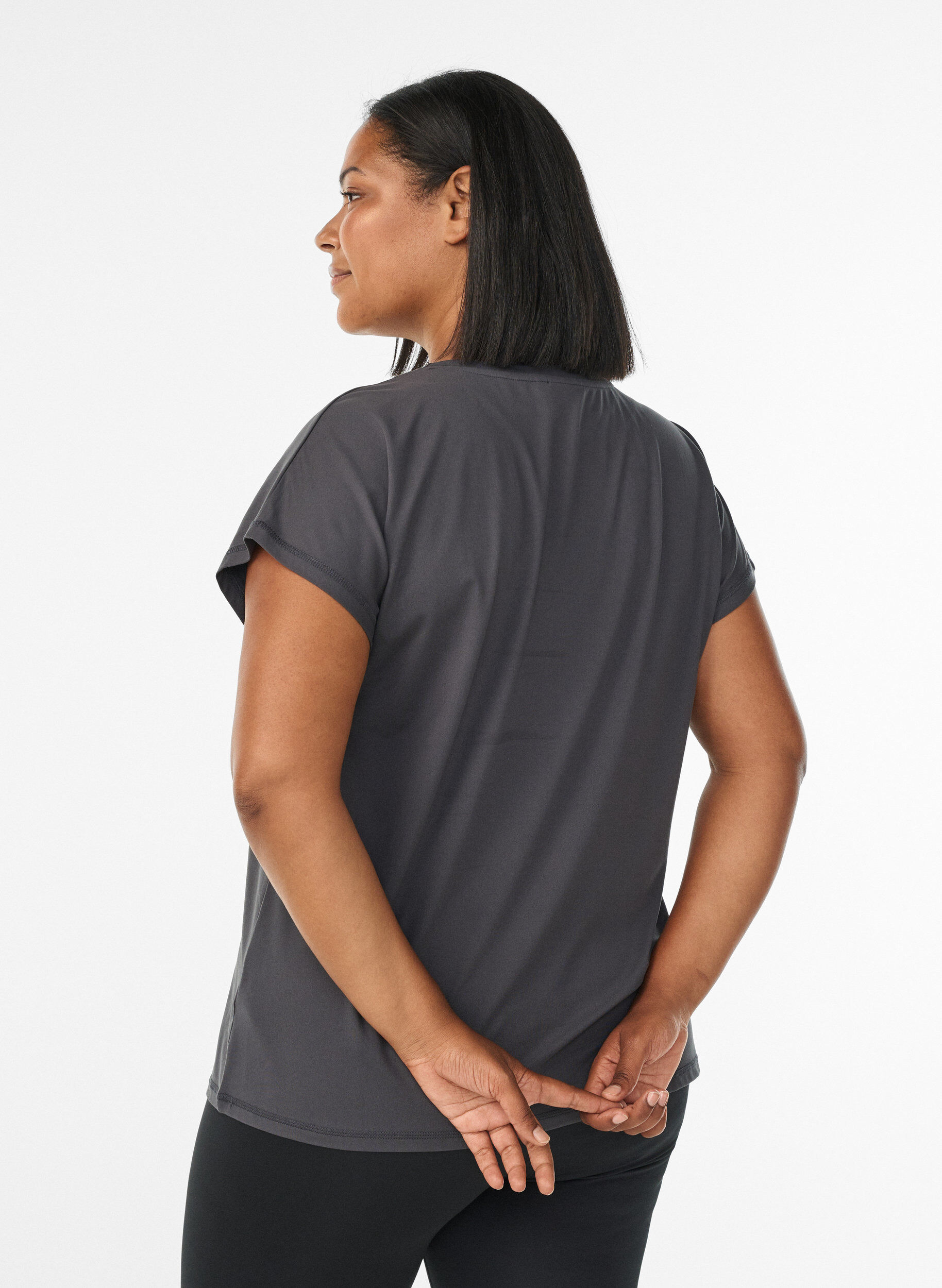 ZizziEnf&auml;rgad tr&auml;nings-T-shirt, Gr&aring;, Model image number 2