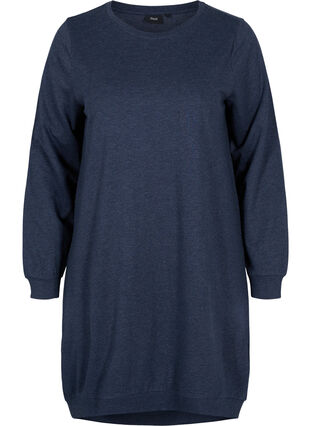 Sweatshirtklänning med långa ärmar, Navy Blazer Mel, Packshot image number 0