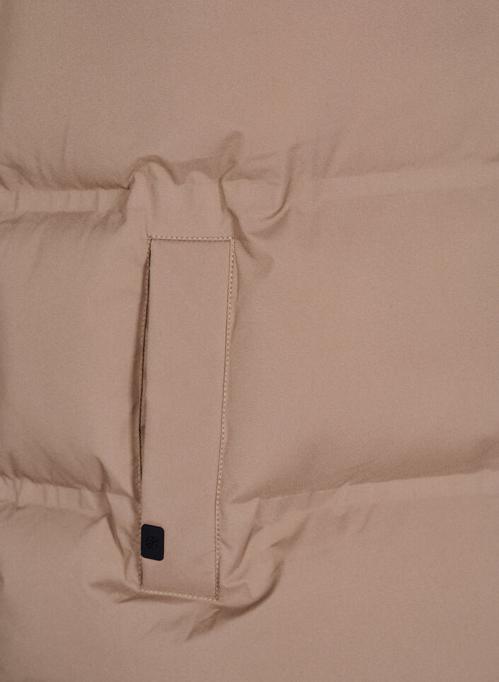 Kort pufferjacka med h&ouml;g krage, Brun, Packshot image number 3