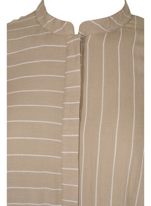 Lång randig skjorta i viskosblandning, Timber Wolf/White, Packshot image number 2