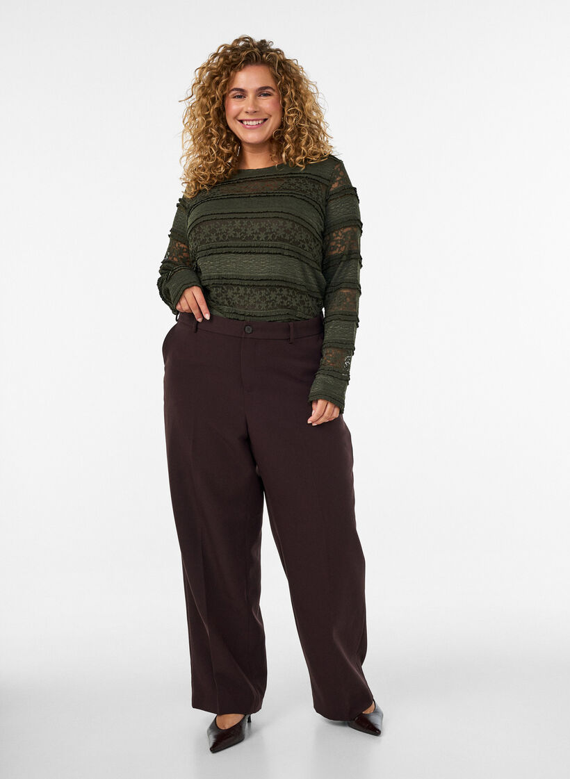 Blus i spets med l&aring;nga &auml;rmar, Gr&ouml;n, Model image number 1