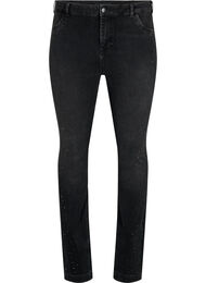 Amy-jeans med hög midja och strass, Grey Denim