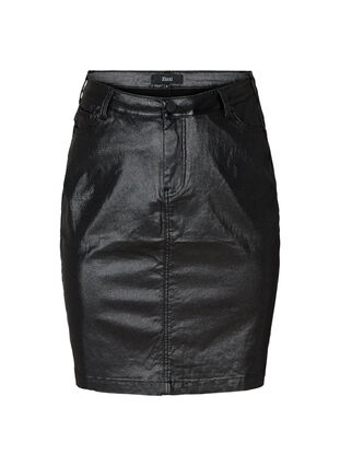 Skimrande åtsittande kjol med slits, Black w/glitter, Packshot image number 0
