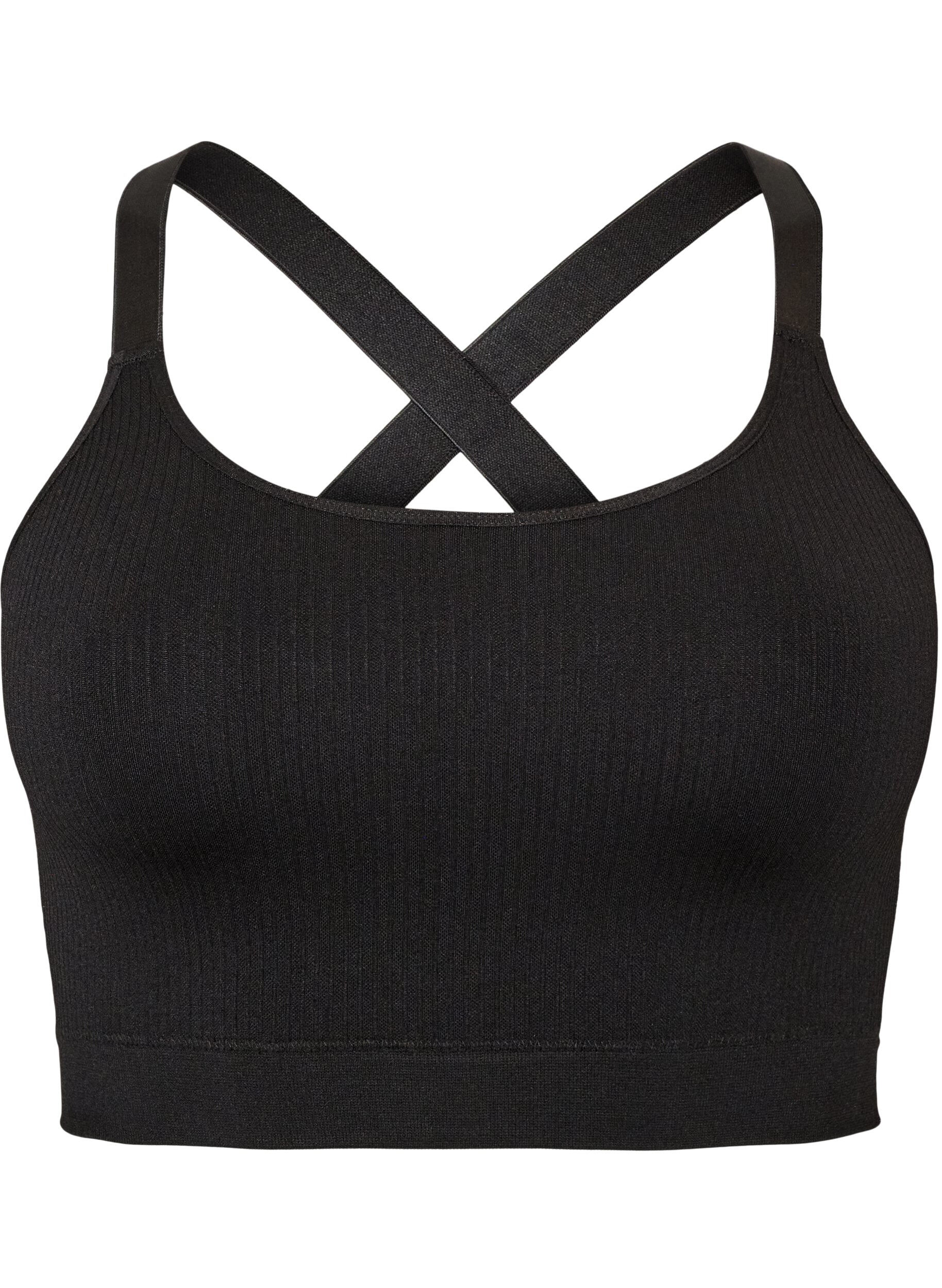 ZizziS&ouml;ml&ouml;s ribbad sport-BH, Svart, Packshot image number 0