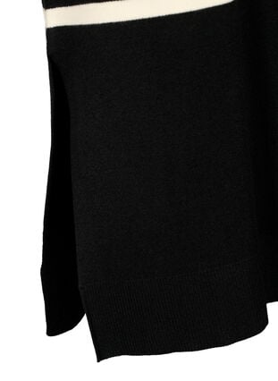 Randig stickad klänning med polokrage, Black Comb, Packshot image number 3