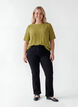Kort&auml;rmad v&auml;vd blus med rund hals, Gr&ouml;n, Model image number 1