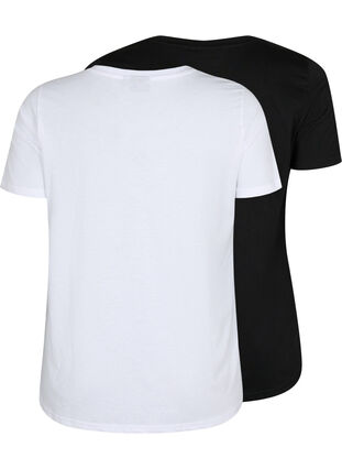 T-shirt i 2-pack med v-hals, Bright White / Black, Packshot image number 1