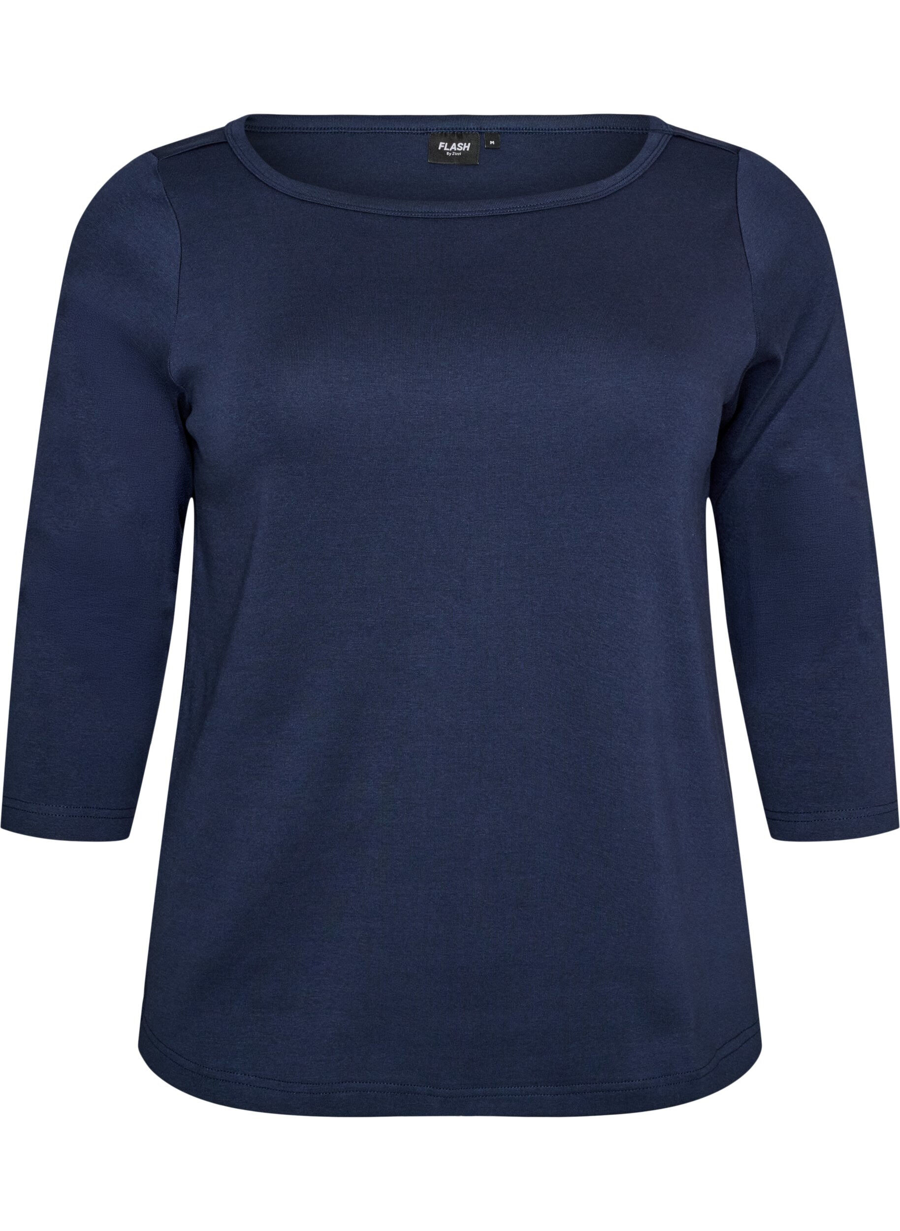 ZizziBas-T-shirt med b&aring;tringning och 3/4-&auml;rm, Bl&aring;, Packshot image number 0