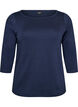 Bas-T-shirt med b&aring;tringning och 3/4-&auml;rm, Bl&aring;, Packshot image number 0